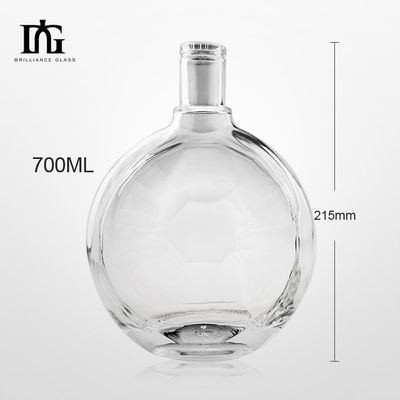Custom 700Ml Round Flint Glass Liquor Wine Whisky Vodka Tequila Bottiglia Con Capo di sughero