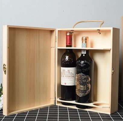 Confezione di vino rosso in cuoio singolo Scatola di carta per imballaggio di bottiglia Scatola regalo di vino in legno personalizzato