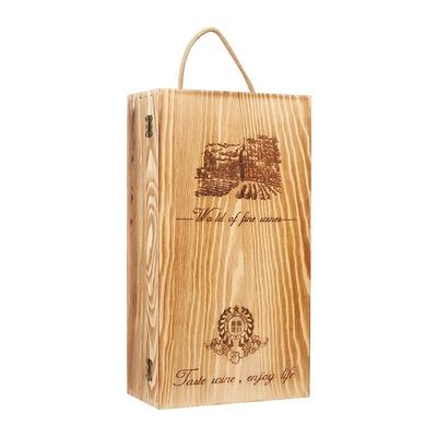 Confezione di vino rosso in cuoio singolo Scatola di carta per imballaggio di bottiglia Scatola regalo di vino in legno personalizzato