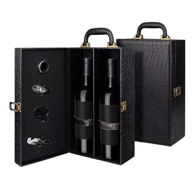 Ordine personalizzato accettato bottiglia singola scatola regalo riutilizzabile con pelle di grano di coccodrillo Pu
