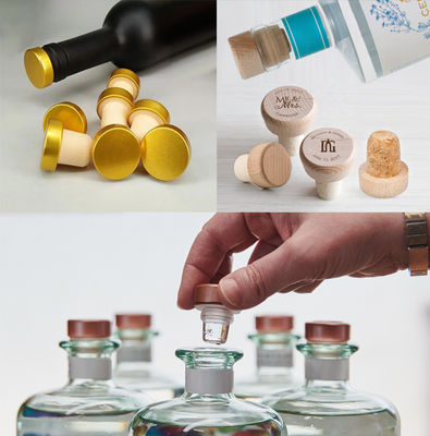 Tappo di bottiglia in legno a forma di T Capo di sughero per vodka Logo personalizzato Tappo di bottiglia di vino di lusso