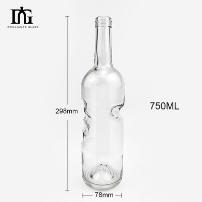 Bottiglia di vetro vuota trasparente da 750 ml per brandy e liquori