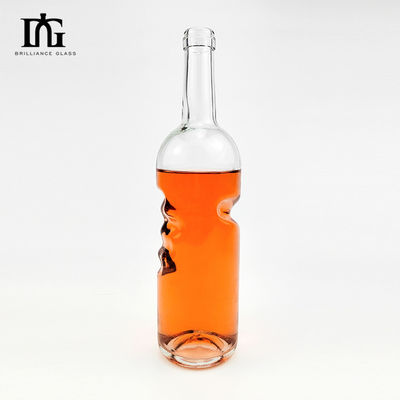 Bottiglia di vetro vuota trasparente da 750 ml per brandy e liquori