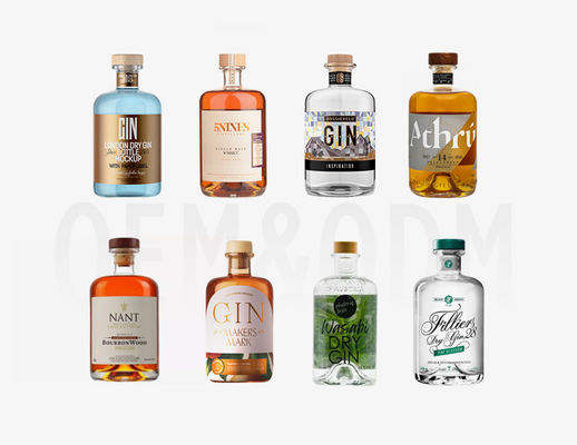 Succo Logo personalizzato Bottiglia di whisky in vetro con tappo di sughero in scatola regalo superficie incisa