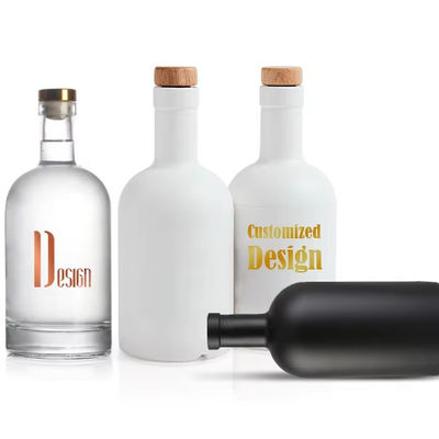 Vetro di cemento nero opaco 500 ml/700 ml/750 ml vuoto rotondo Vodka Spirito Whisky Gin Latte con sughero