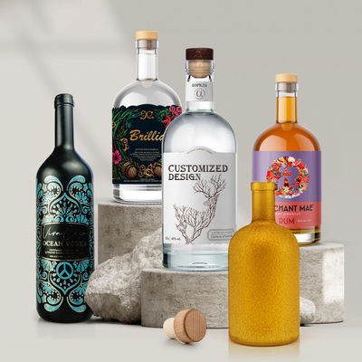 Tequila cilindro vuoto bottiglia di vodka in vetro congelato 500ml 750ml 1000ml con logo accettabile