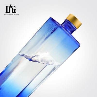 Bottolina di vetro quadrato blu con tappo a vite in allumina