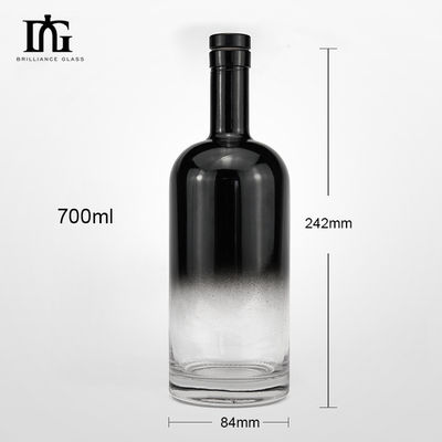 Collare di vetro Gradiente Mezzo Spray Bottiglia di vodka corta rotonda con sigillo di sughero