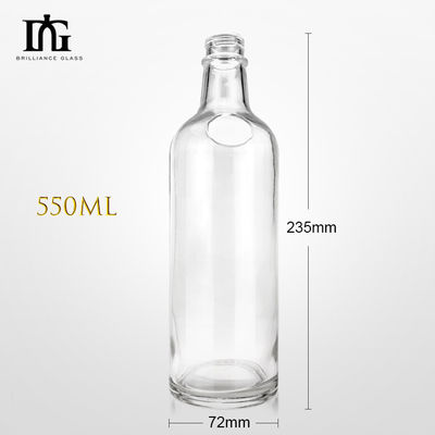 Acceptabile OEM/ODM 550ml Bottiglia a cappuccio a vite trasparente per bottiglia di vetro alcolico di vino e gin rum