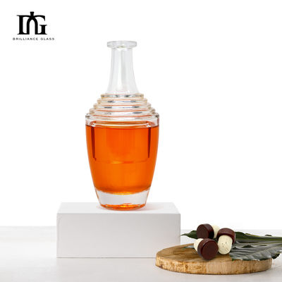 Bottiglia di vetro di design unico per rum, whisky, vodka e sigillo di sughero