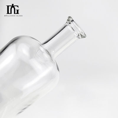 Bottiglia di vetro di flint trasparente da 750 ml con disegno rotondo classico e colletto di vetro