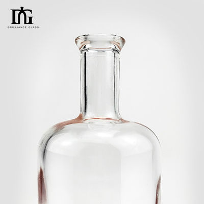 Bottiglia di vetro di flint trasparente da 750 ml con disegno rotondo classico e colletto di vetro