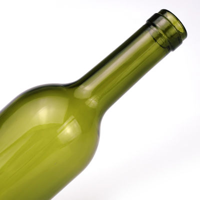 Bottiglia in vetro a colori migliori da 750 ml per liquori di vino rosso, forma rotonda, tappeto a vite a sughero verde