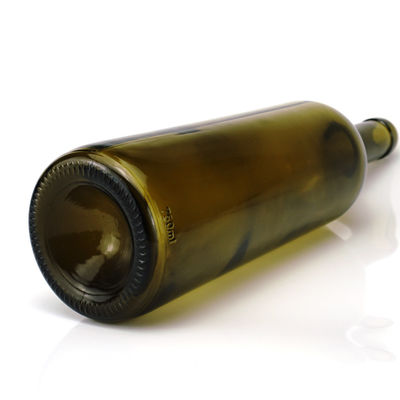 Bottiglia in vetro a colori migliori da 750 ml per liquori di vino rosso, forma rotonda, tappeto a vite a sughero verde
