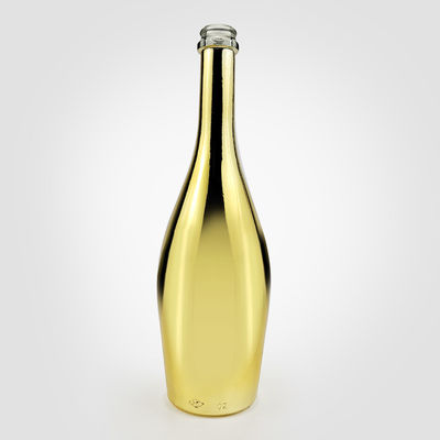 750 ml di bottiglia di vetro di champagne di colore oro con sughero per bevande industriali