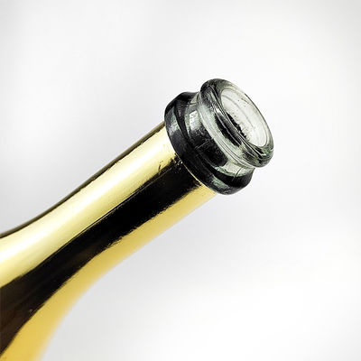 750 ml di bottiglia di vetro di champagne di colore oro con sughero per bevande industriali