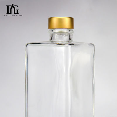Acceptabile Logo del cliente Forma quadrata Bottom spessa Chiara Bottiglia di Gin Rum Vodka Succo