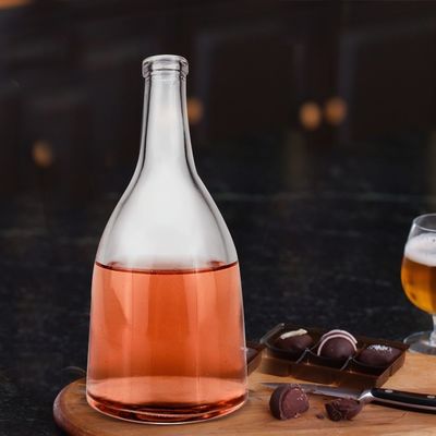 250 ml/500 ml/700 ml/750 ml Bottiglia di liquore di vetro rotonda di capacità con sigillo a corteccia