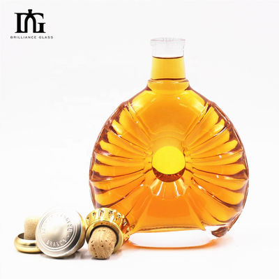 Collare di vetro 500 ml Brandy Wine Gin Rum Whiskey Alcohol Bottle con tappo a tappeto