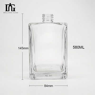 Collare di vetro Materiale Quadrato Spalla piatta Chiara 500ml 700ml Bottiglia di whisky con sughero