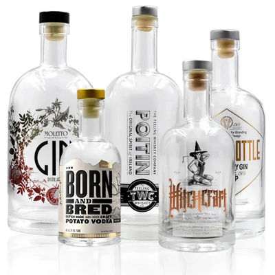 Bottiglia di liquore in vetro da 750 ml con logo inciso e logo del cliente accettabile