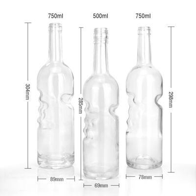 Collare di vetro Materiale Bottiglia di liquore rotonda 750 ml Bottiglia di pietra classica con manico