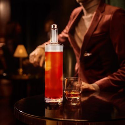 Bottiglia in vetro di whisky a cristallo di lusso da 750 ml per la manipolazione della superficie del liquore OEM / ODM