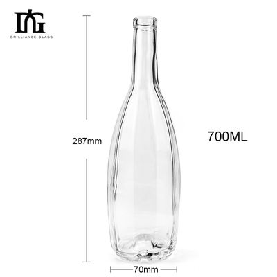 OEM/ODM Accettabile 700ml Vaso Collo Lungo Ghiaccio Chiara Bottiglia Di Vetro Vino Bottiglia Di Champagne