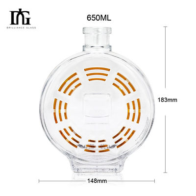 Materiale del corpo Vetro 70cl 75cl Forma rotonda di cuore Bottiglia personalizzata con sughero