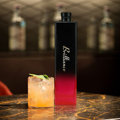 Acceptabile Logo del Cliente 750ml bottiglia di vino in vetro quadrato per bere liquori di brandy