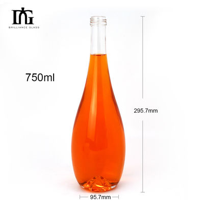 750 ml Bottiglia Rotonda Chiara Gin Rum Vodka Brandy Bottiglia in vetro per il lusso in stile europeo