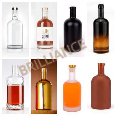 Collare di vetro nero opaco vuoto bianco verniciato bottiglia di liquore per vodka 500ml 700ml 750ml