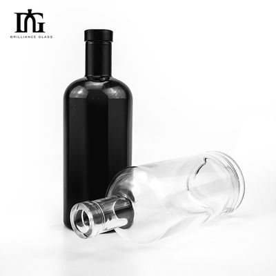 Collare di vetro nero opaco vuoto bianco verniciato bottiglia di liquore per vodka 500ml 700ml 750ml
