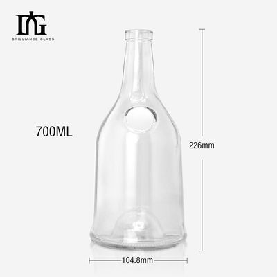 Materiale del colletto di vetro 700 ml Bottiglia di vetro verde scuro vuota con sigillo a corteccia