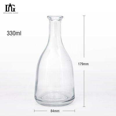 Collare di vetro 350ml Bottiglia di liquore a forma rotonda con sigillo a corteccia per vodka tequila gin