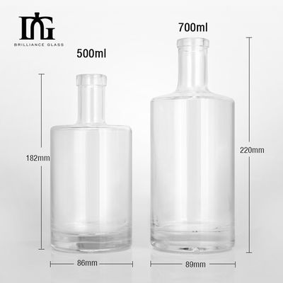 Bottiglia di vetro di lusso personalizzata per liquori Vodka Whisky Rum e Gin