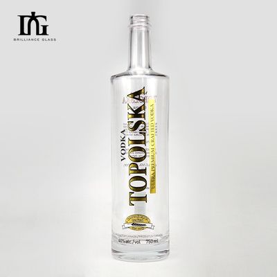 Bottiglia di vetro per liquori Vodka Brandy Whiskey Disegno unico Corpo e materiale del colletto