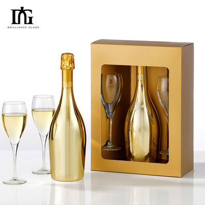 500 ml 750 ml Bottiglia di vino elettroplata in oro con materiale di base di sughero di tenuta