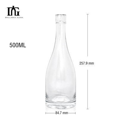 Personalizza bottiglia di vetro da 500 ml per brandy succo di vino liquore OEM / ODM forma unica