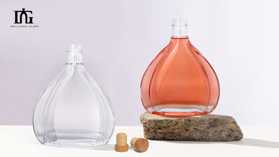 Bottiglia rotonda trasparente da 700 ml a 750 ml di vetro di vodka whisky rum con tappo a vite e campione