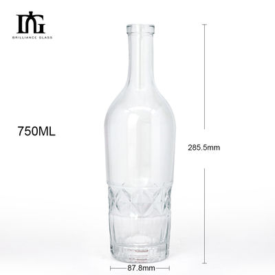 Accettabile OEM/ODM in stile europeo 700ml 750ml bottiglia in vetro di whisky rum gin unico