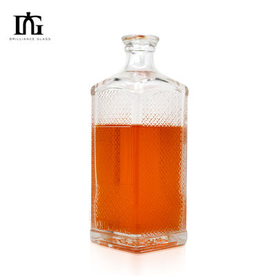 Bottiglia di vetro a fondo rialzato su misura 700 ml Capacità per alcolici Whisky Vodka Gin Tequila