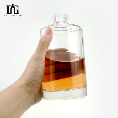 Collare di vetro 500 ml trasparente rotondo vuoto vetro di pietra liquore di vino whisky bottiglia di vodka con tappo di sughero sigillato