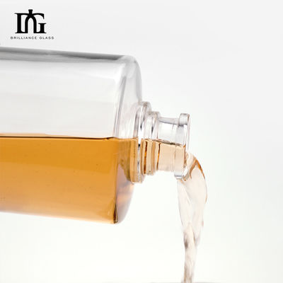 Collare di vetro 500 ml trasparente rotondo vuoto vetro di pietra liquore di vino whisky bottiglia di vodka con tappo di sughero sigillato