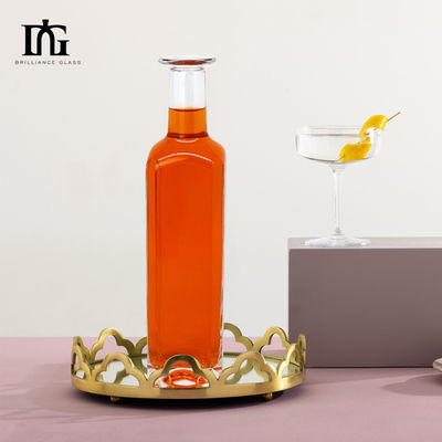 750ml 1000ml whisky rum gin tequila bottiglia di vetro con tappo di sughero e design elegante