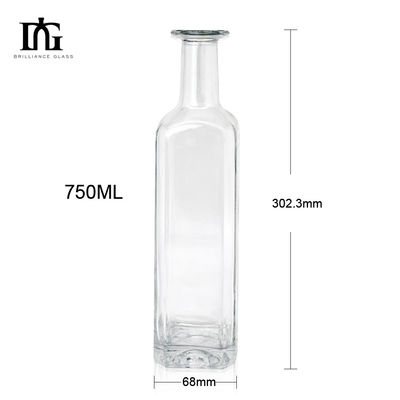 750ml 1000ml whisky rum gin tequila bottiglia di vetro con tappo di sughero e design elegante