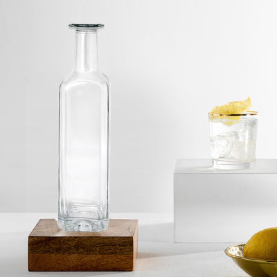 750ml 1000ml whisky rum gin tequila bottiglia di vetro con tappo di sughero e design elegante
