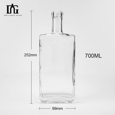 Forma quadrata Super Flint Whisky Tequila Gin Brandy Bottiglia di vetro 500ml 700ml 750ml