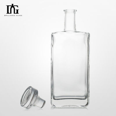 Forma quadrata Super Flint Whisky Tequila Gin Brandy Bottiglia di vetro 500ml 700ml 750ml