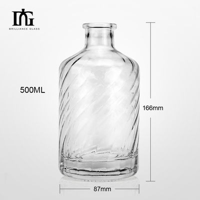 Collare di vetro inciso Bottiglia di vodka da 500 ml con fondo spessa e design personalizzato
